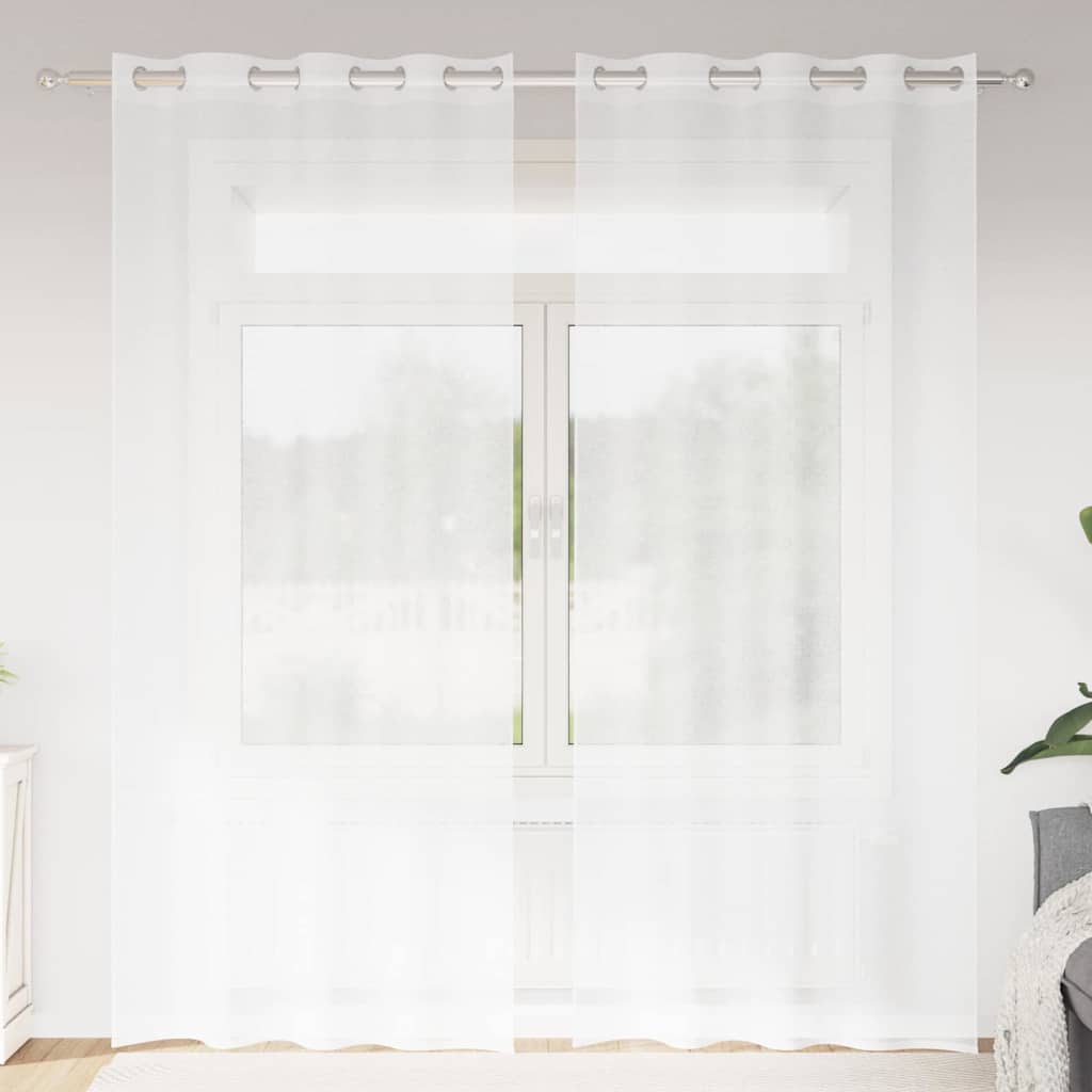 Voile-Vorhang 2 stk. Weiß 245 x 140 cm Polyester