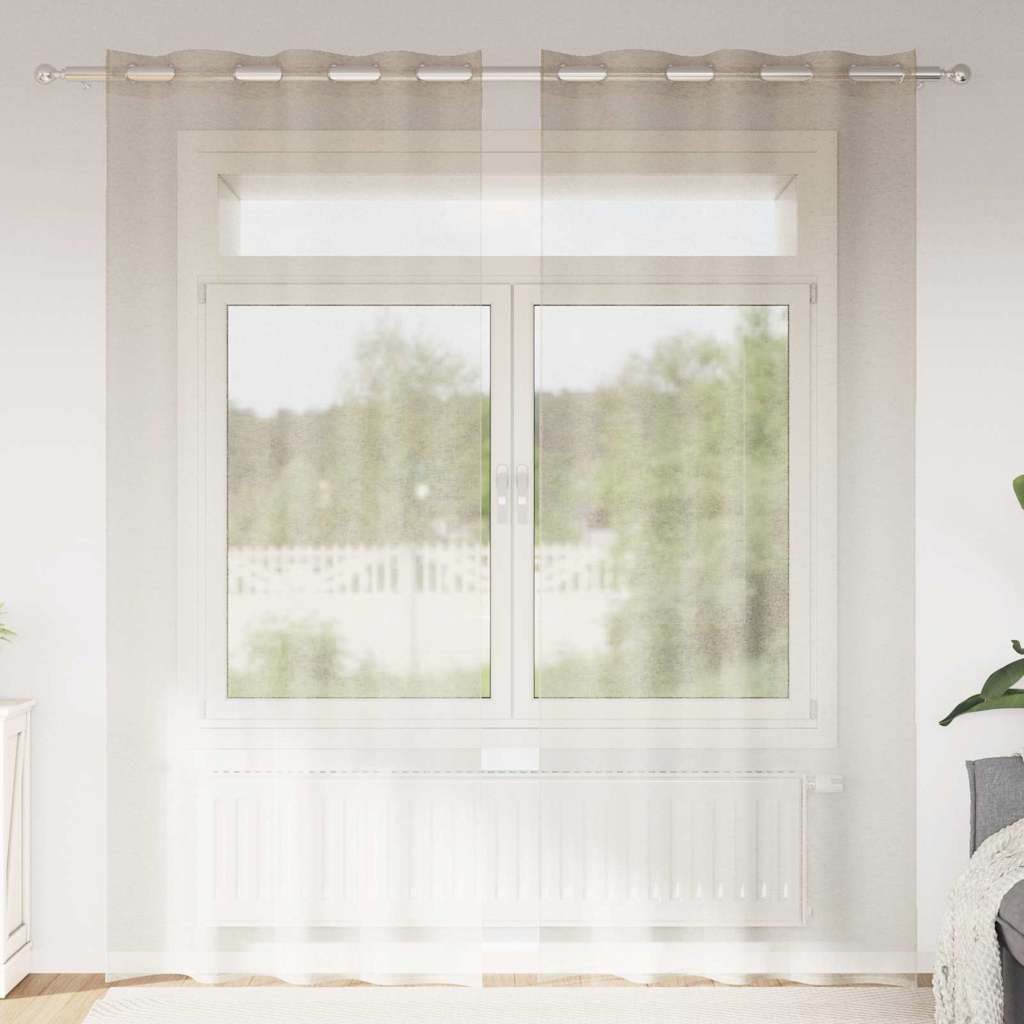 Voile-Vorhang 2 stk. Sand 225 x 140 cm Polyester