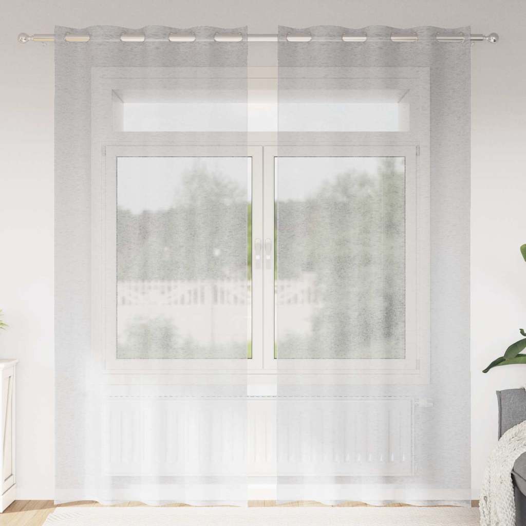 Voile-Vorhang 2 stk. Hellgrau 225 x 140 cm Polyester