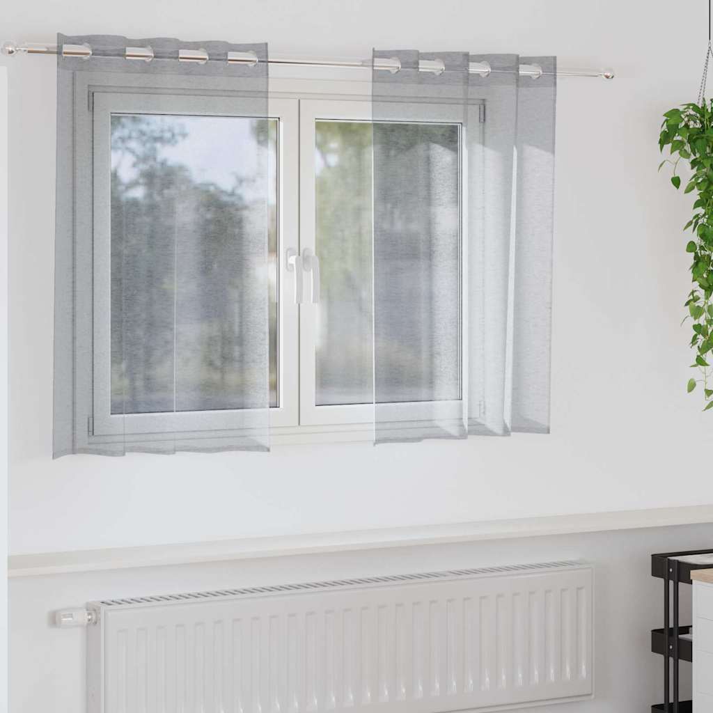 Voile-Vorhang 2 stk. Dunkelgrau 140 x 140 cm Polyester