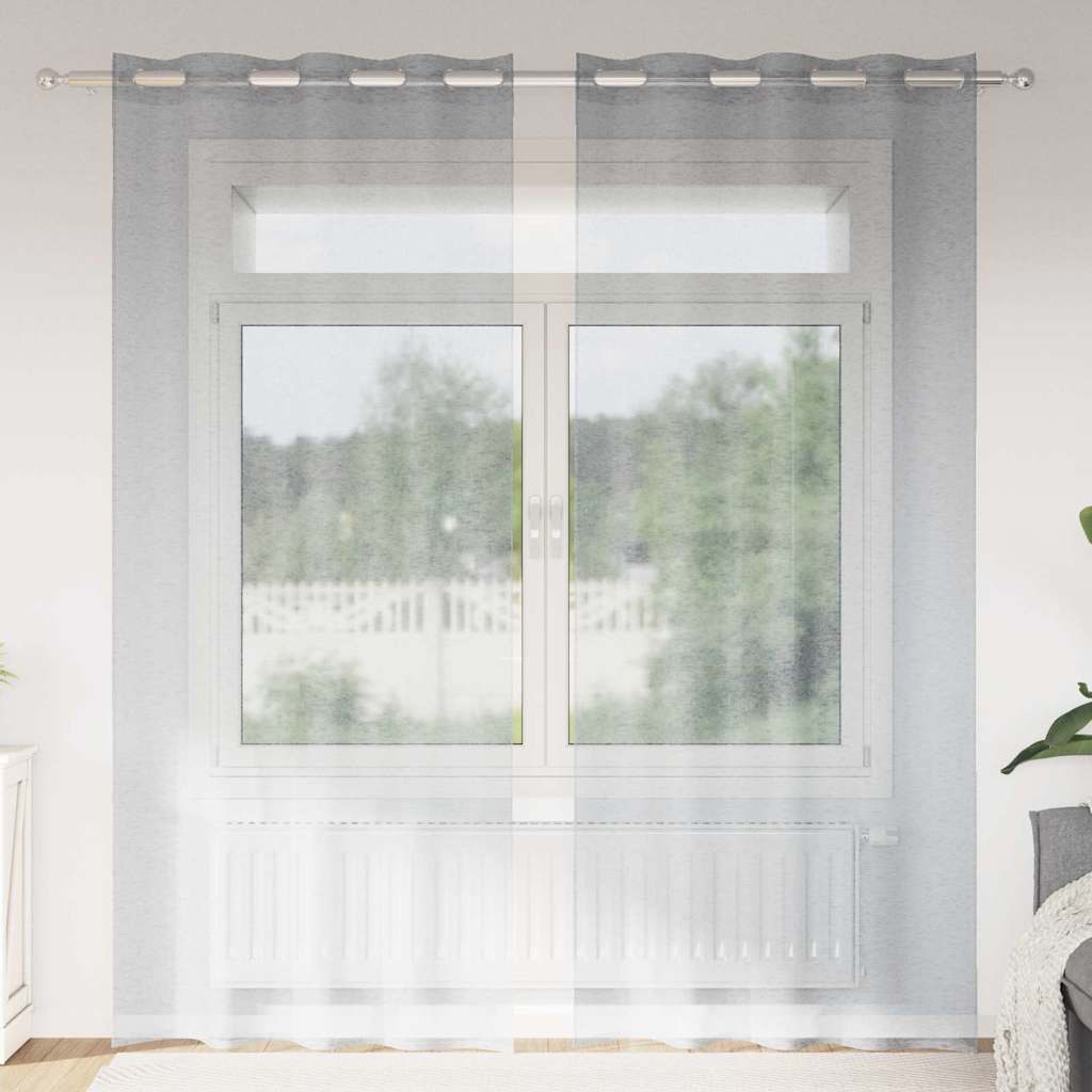 Voile-Vorhang 2 stk. Dunkelgrau 245 x 140 cm Polyester