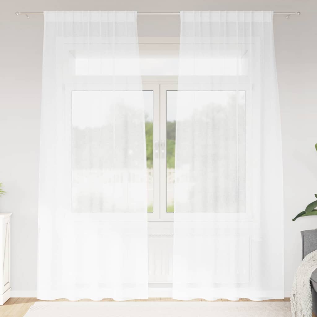 Voile-Vorhang 2 stk. Weiß 260 x 140 cm Polyester