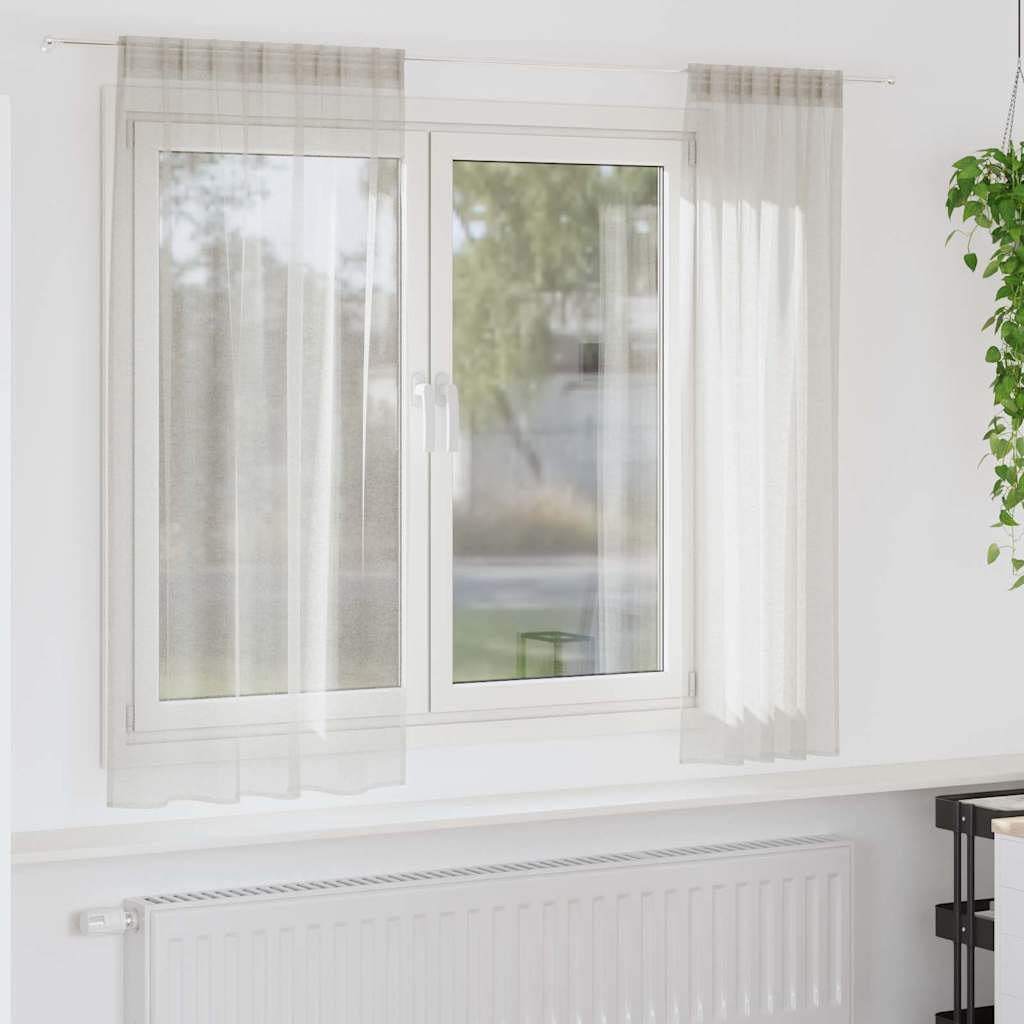 Voile-Vorhang 2 stk. Creme 175 x 140 cm Polyester