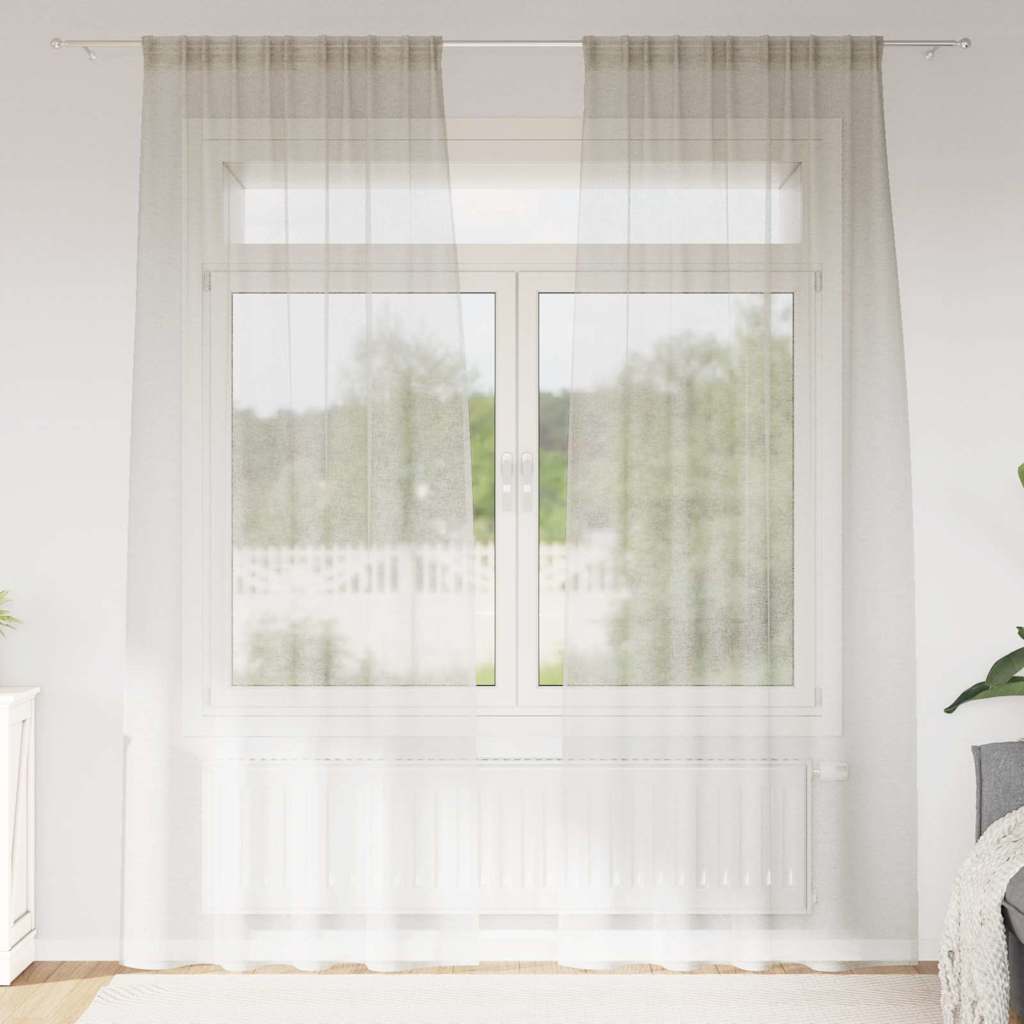 Voile-Vorhang 2 stk. Creme 225 x 140 cm Polyester