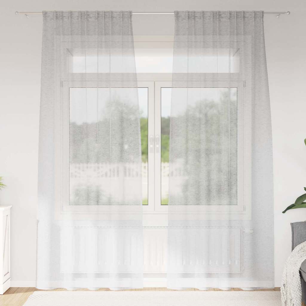 Voile-Vorhang 2 stk. Hellgrau 245 x 140 cm Polyester