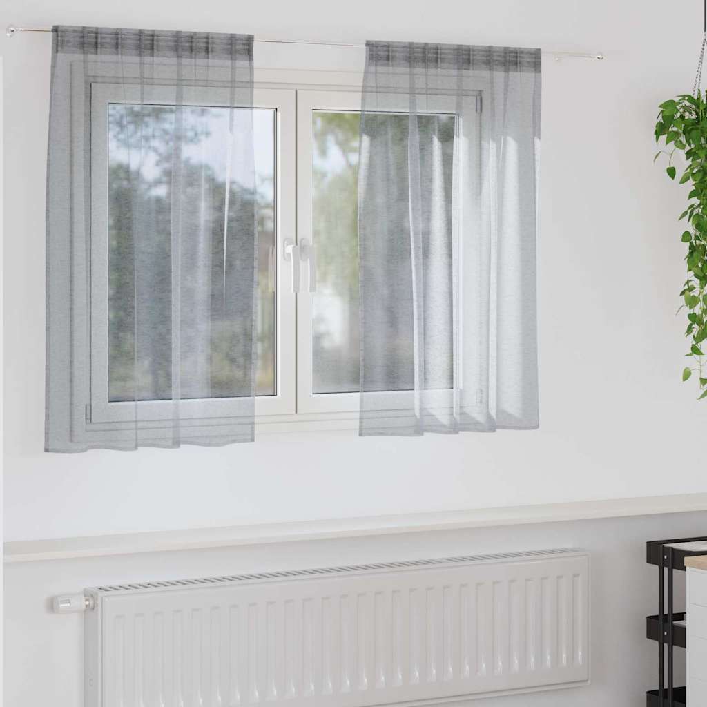 Voile-Vorhang 2 stk. Dunkelgrau 140 x 140 cm Polyester