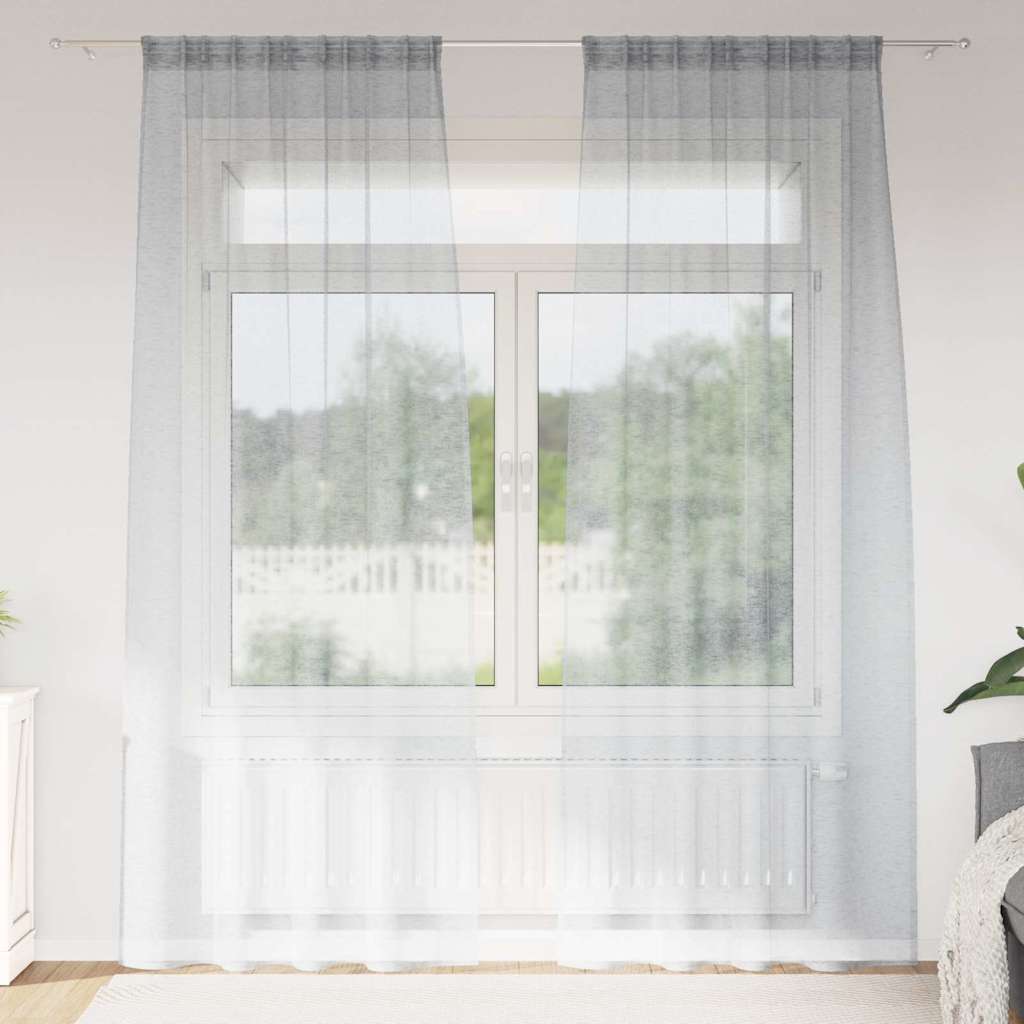 Voile-Vorhang 2 stk. Dunkelgrau 225 x 140 cm Polyester