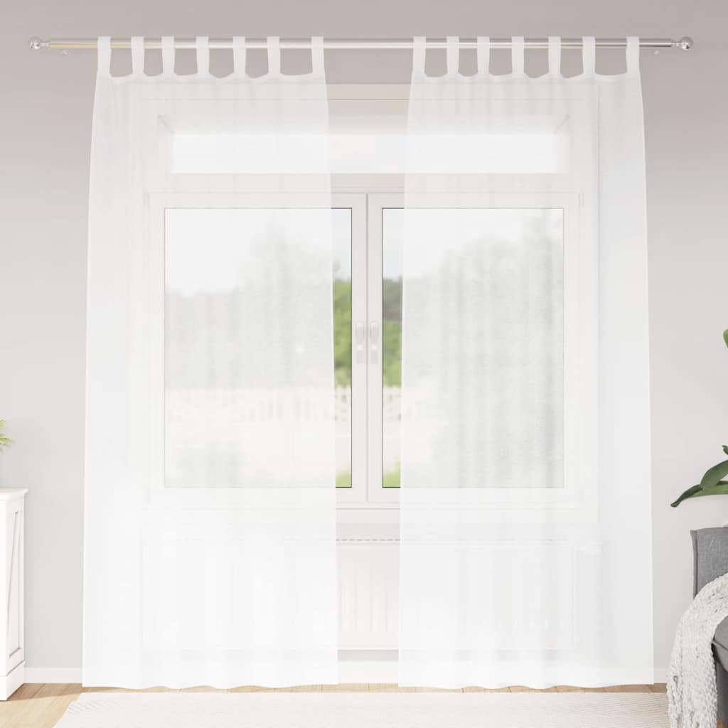 Voile-Vorhang 2 stk. Weiß 245 x 140 cm Polyester