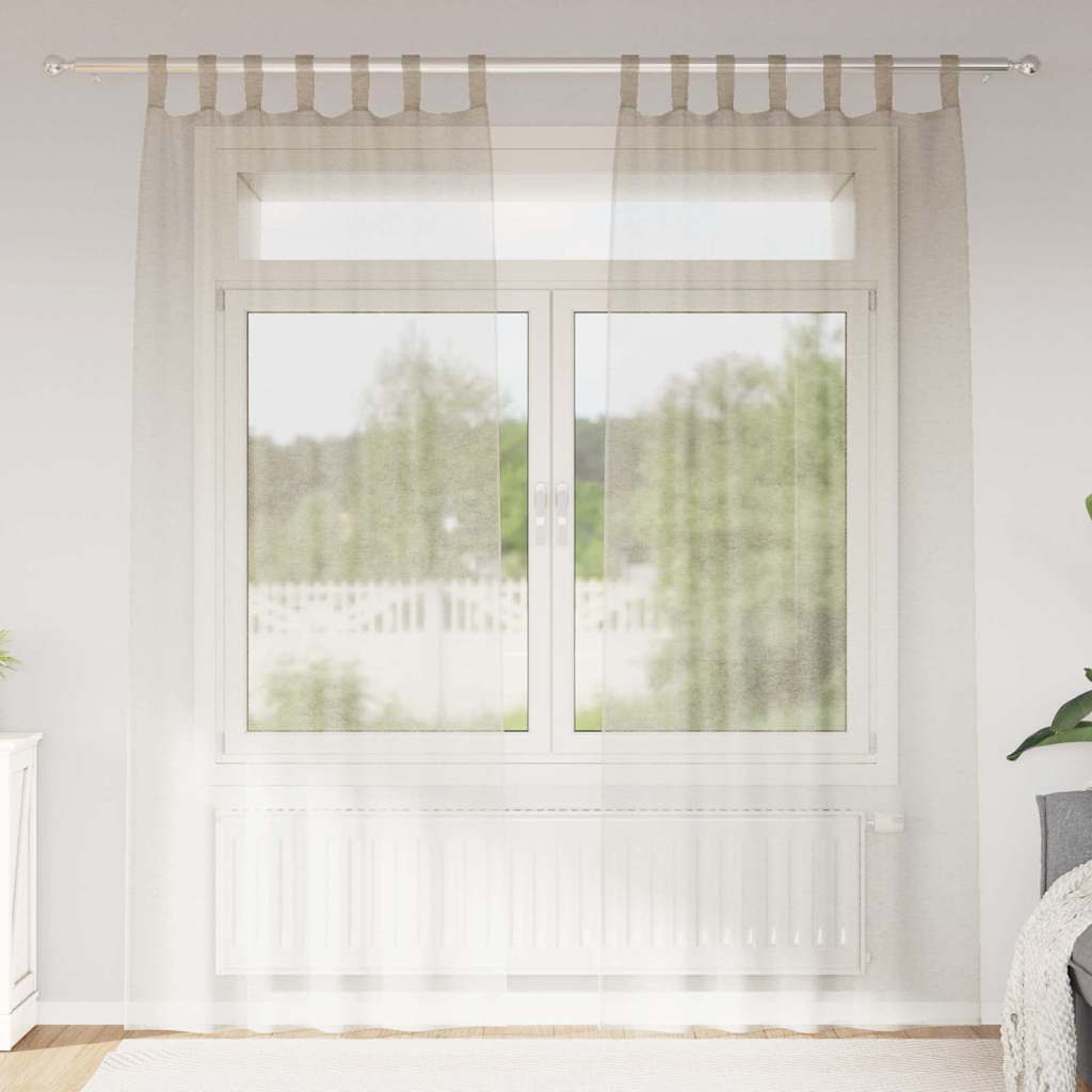 Voile-Vorhang 2 stk. Sand 225 x 140 cm Polyester