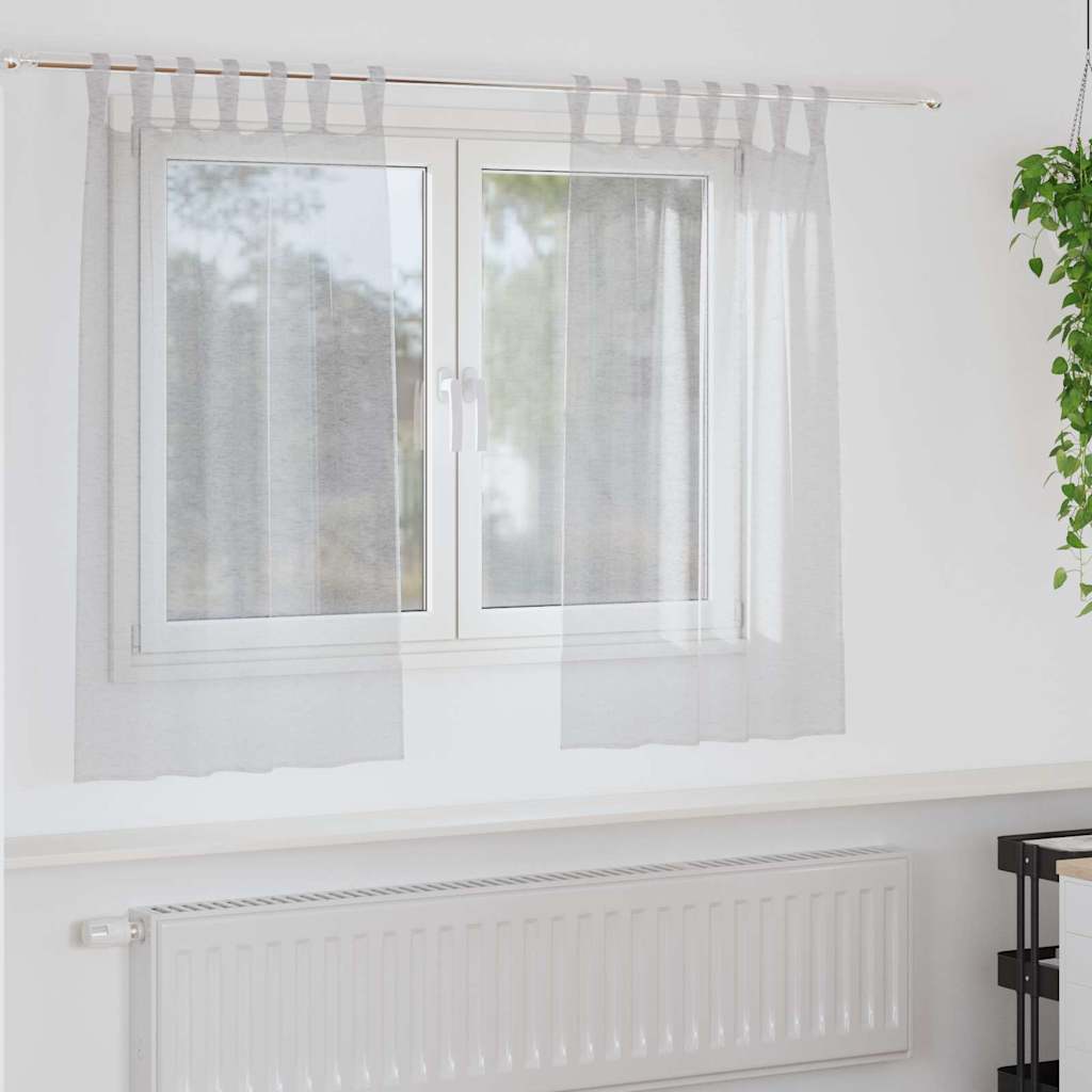 Voile-Vorhang 2 stk. Hellgrau 140 x 140 cm Polyester
