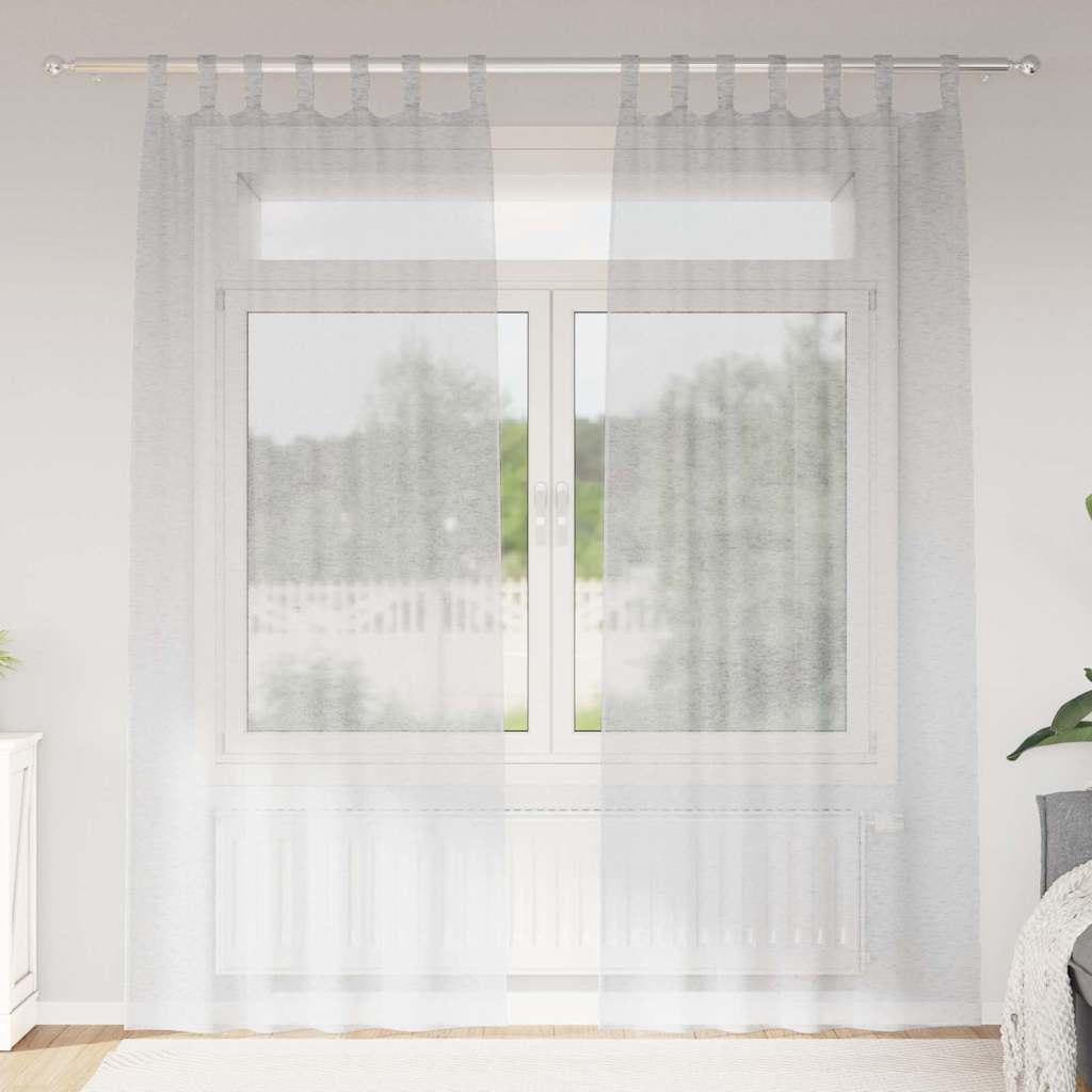 Voile-Vorhang 2 stk. Hellgrau 260 x 140 cm Polyester