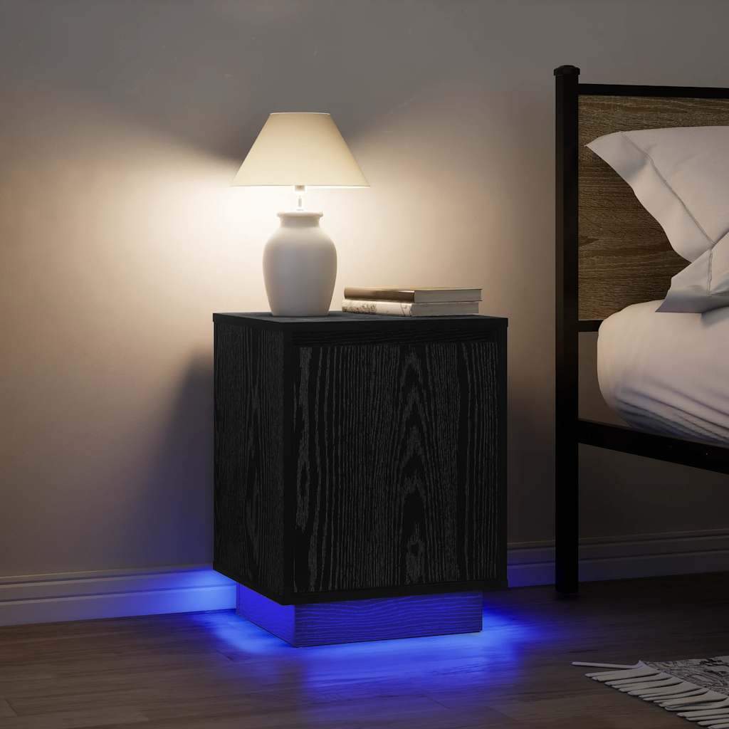 Nachttische mit LED-Leuchten 2 Stk. Schwarz 38x34x50 cm