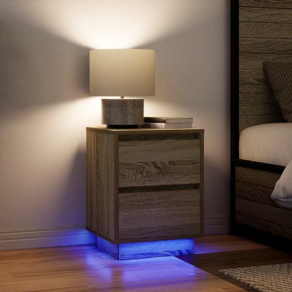 Nachttische mit LED-Leuchten 2 Stk. Sonoma-Eiche 38x34x50 cm