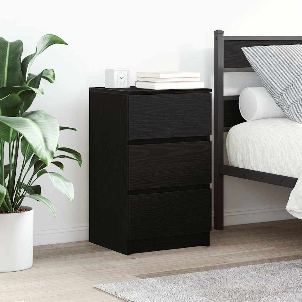 Nachttische mit 3 Schubladen 2 Stk. Schwarz 39x35x65 cm