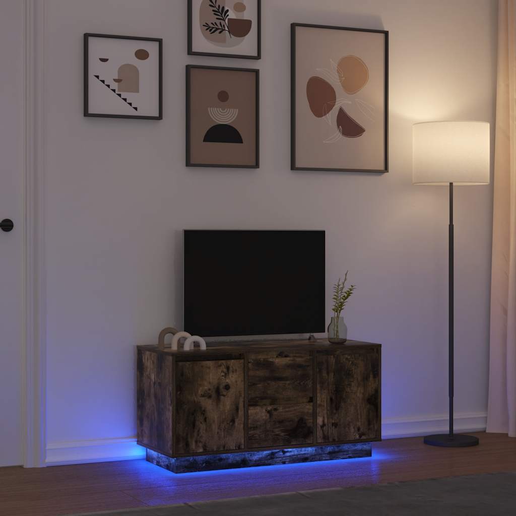 TV-Schrank mit LED-Leuchten Räuchereiche 100x41x50 cm