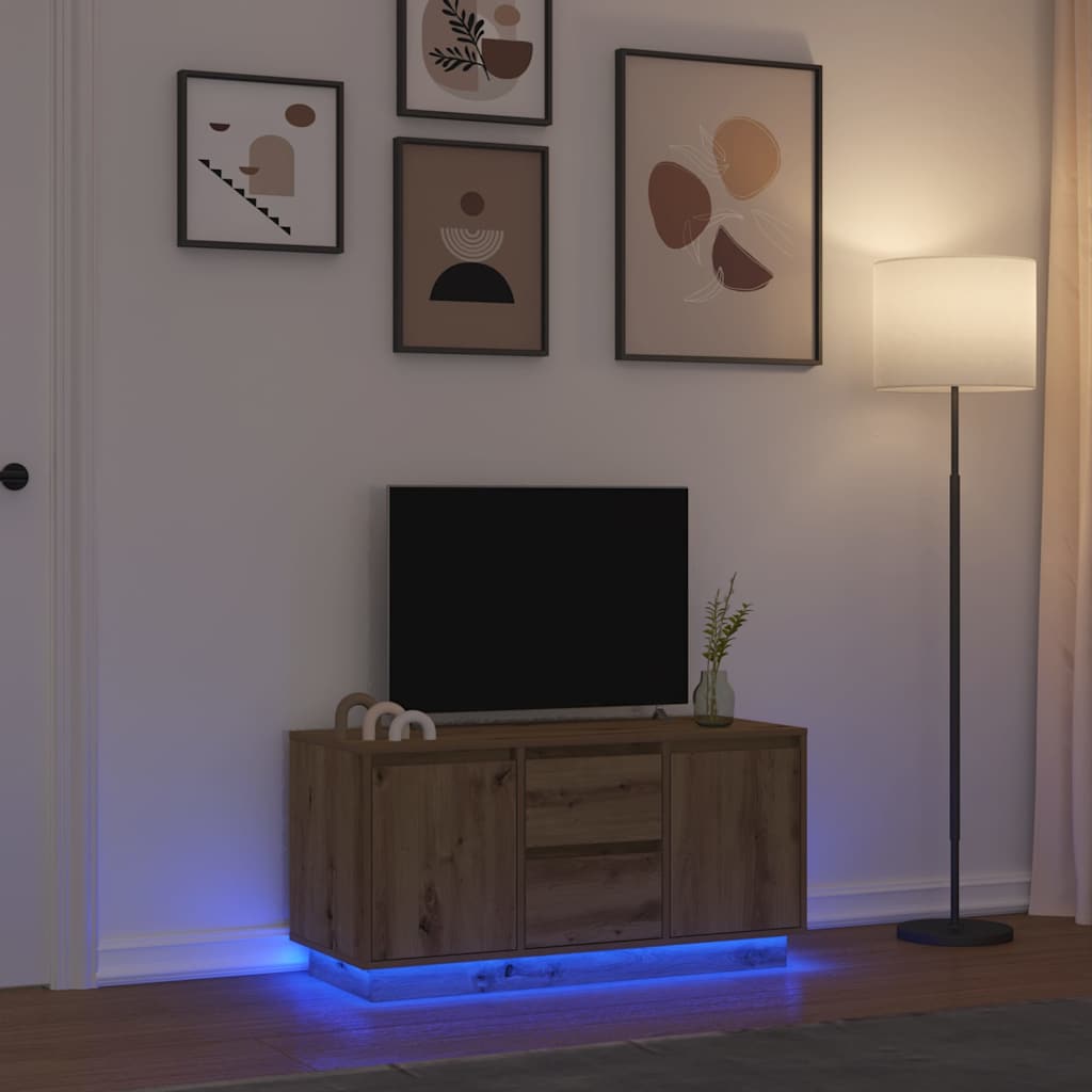 TV-Schrank mit LED-Leuchten Artisan-Eiche 100x41x50 cm