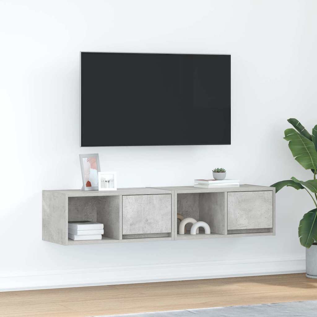 TV-Schränke 2 Stk. Betongrau 60x31x25,5 cm Holzwerkstoff