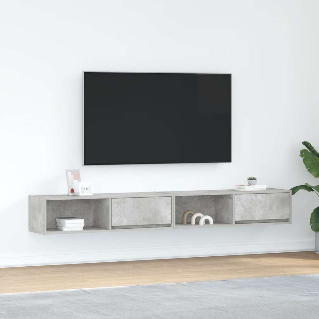 TV-Schränke 2 Stk. Betongrau 100x31x25,5 cm Holzwerkstoff