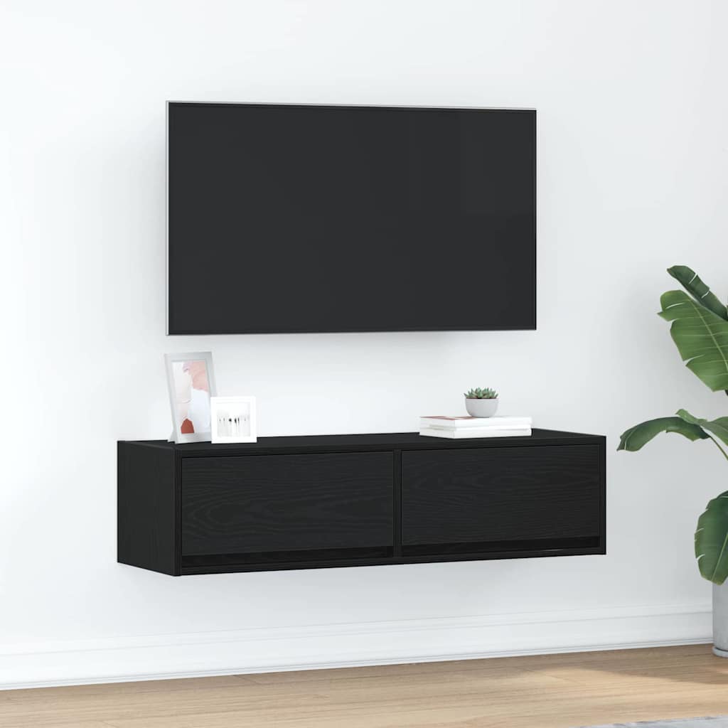 TV-Schränk 100 x 31 x 25,5 cm Schwarz Eichen-Optik