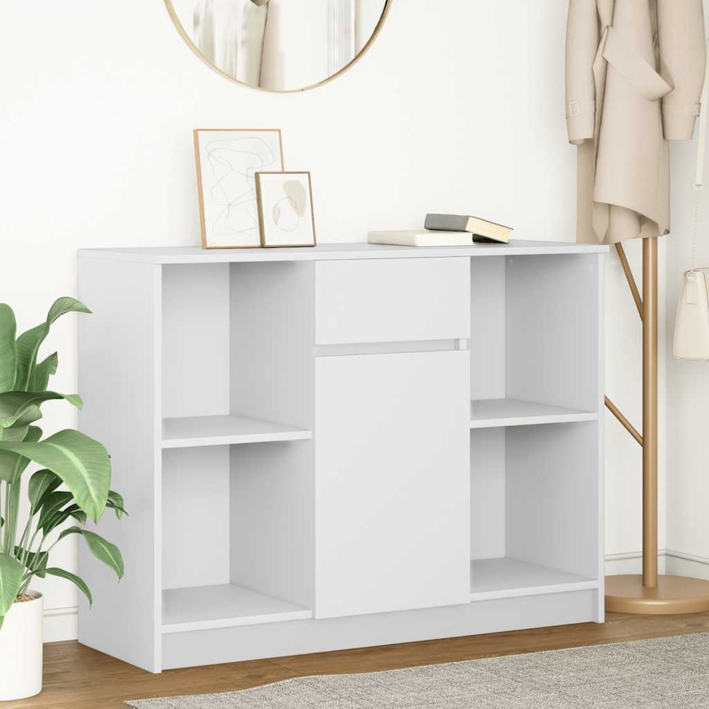 Sideboard mit Schublade Weiß 101x35x76 cm Holzwerkstoff