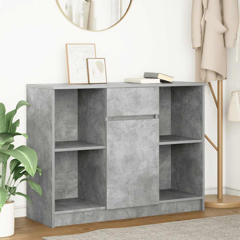 Sideboard mit Schublade Betongrau 101x35x76 cm Holzwerkstoff