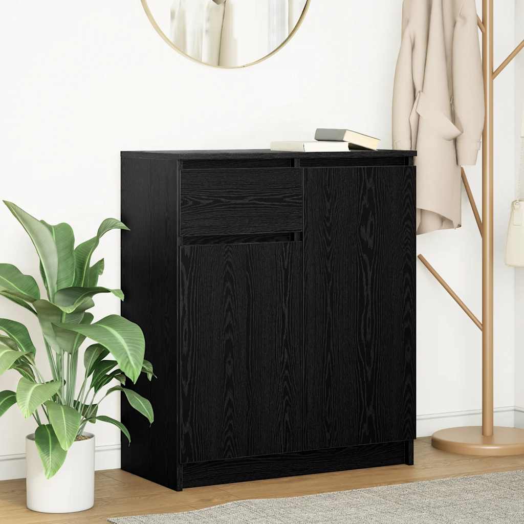 Sideboard mit Schublade Schwarz Eichen-Optik 71x35x84 cm