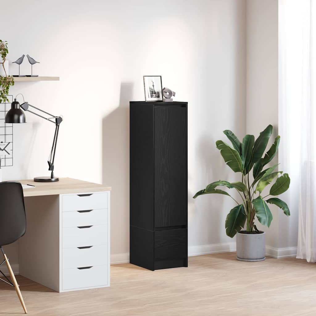 Highboard Schwarz Eichen-Optik 29,5x34x119,5 cm Holzwerkstoff