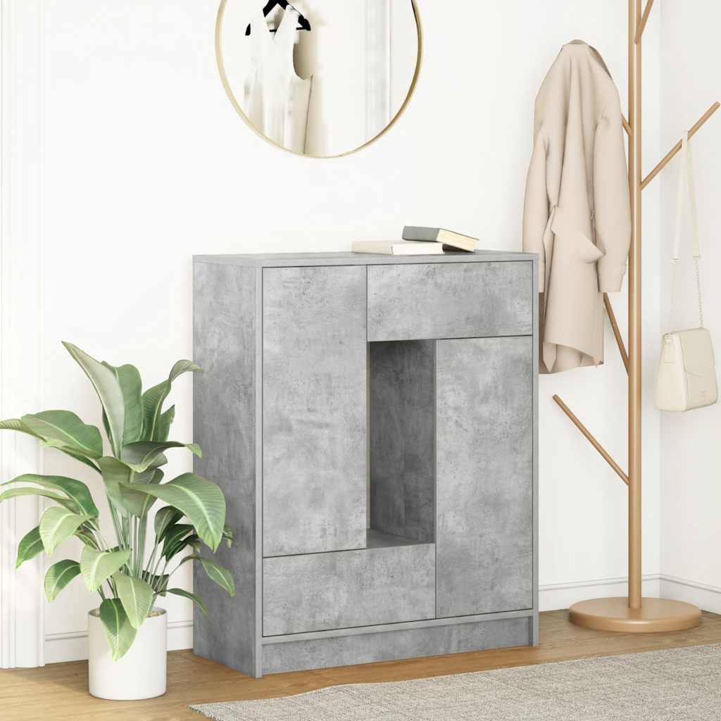 Sideboard mit Schubladen und Türen Betongrau 73x31x90 cm
