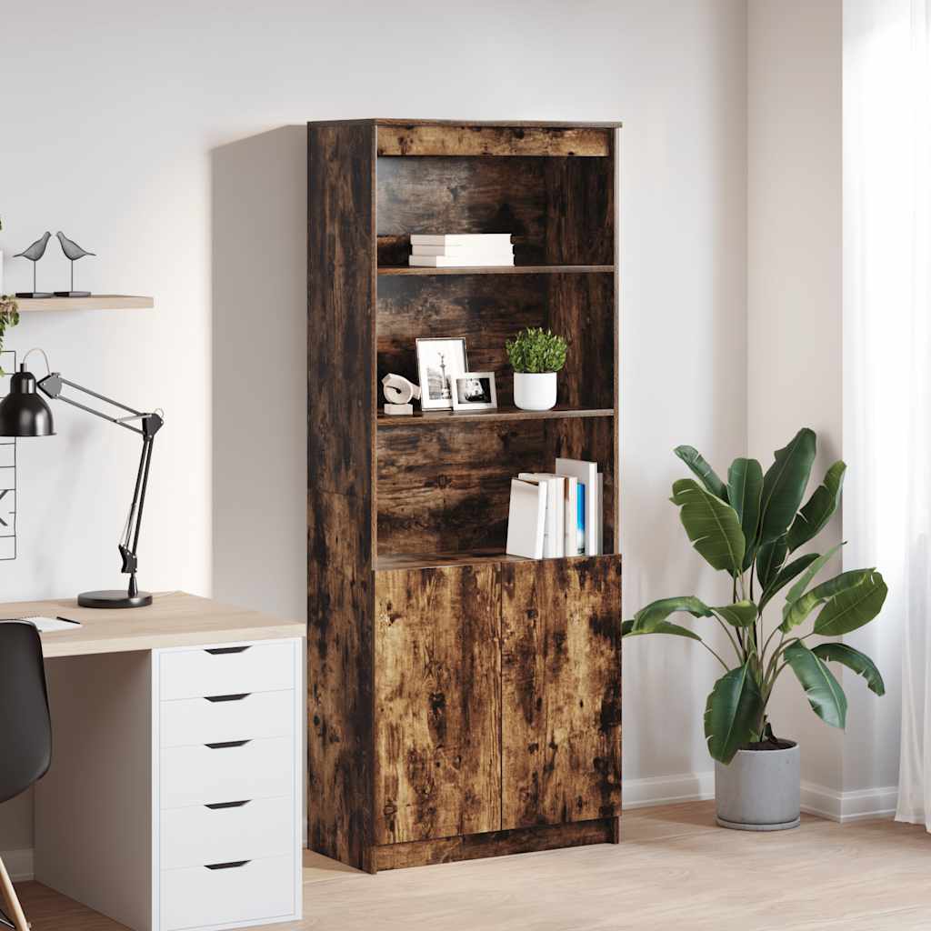 Highboard Räuchereiche 70x35x180 cm Holzwerkstoff