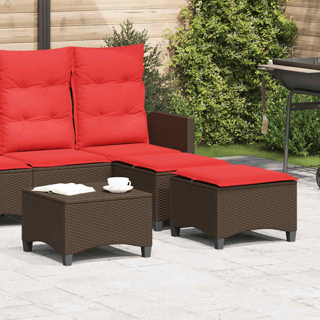 Gartenhocker mit Kissen 2 Stk. Braun 55x55x36 cm Poly Rattan