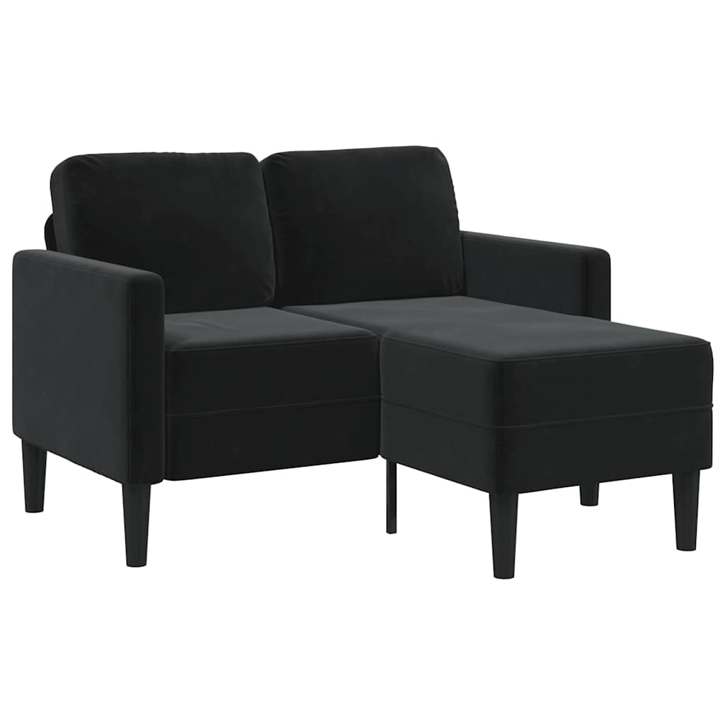 2-Sitzer-Sofa mit Chaiselongue L-förmig Schwarz 125 cm Samt