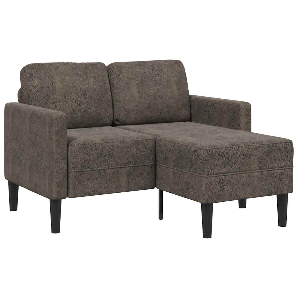 2er-Sofa mit Chaiselongue L-Form Dunkelgrau 125 cm Kunstleder