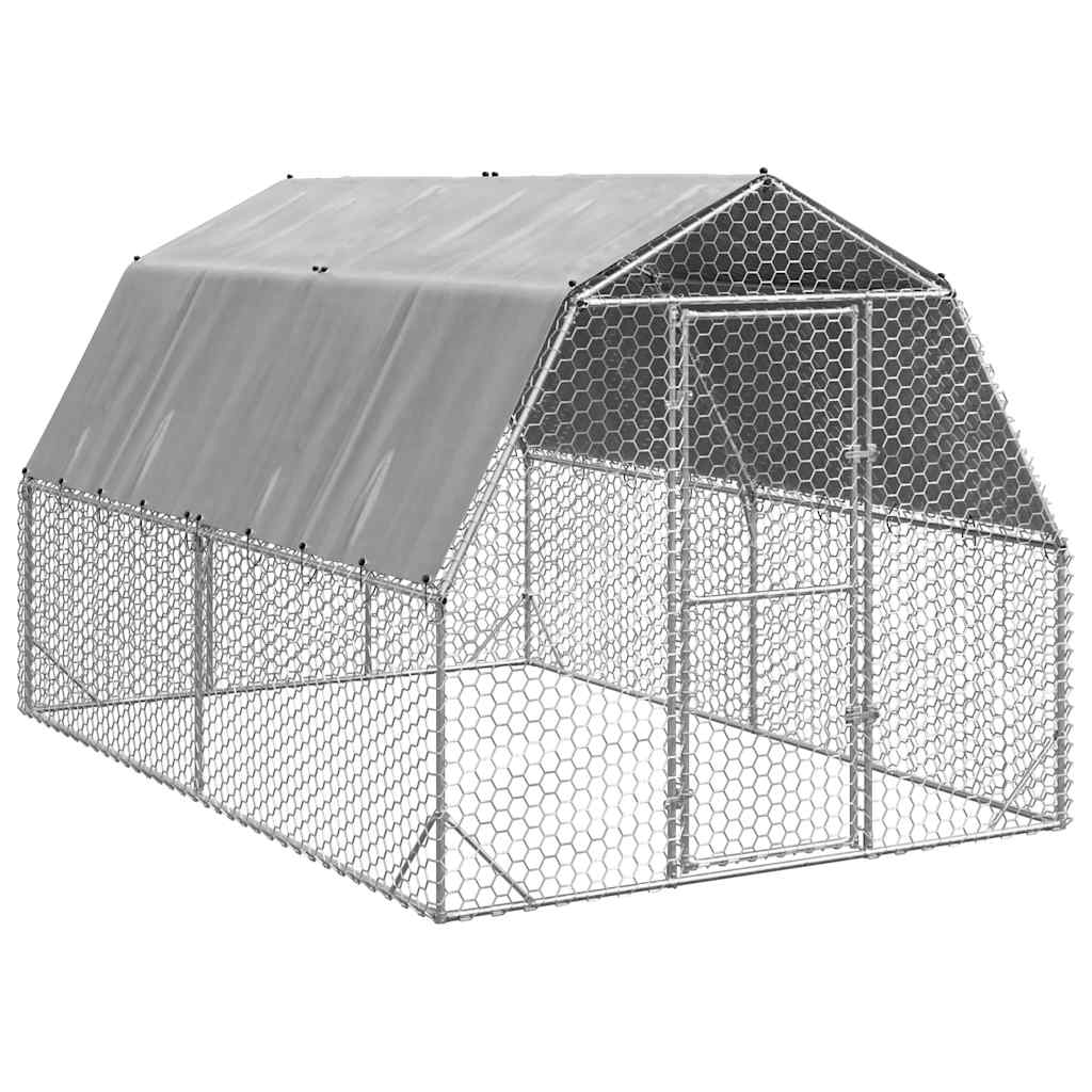 Hühnerstall mit Dach 2,5x4x2,25 m Verzinkter Stahl