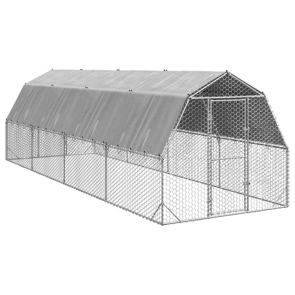 Hühnerstall mit Dach 2,5x8x2,25 m Verzinkter Stahl