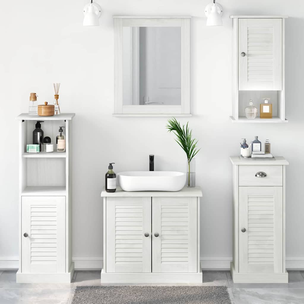 Badezimmermöbel-Set VIGO 5 Stk. Antik Weiß Massives Kiefernholz
