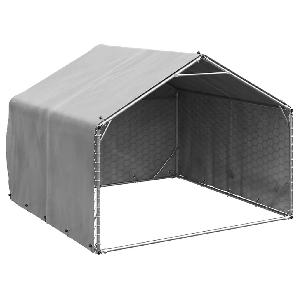 Outdoor-Hundezwinger mit Abdeckung 2x2x1,5 m Verzinkter Stahl