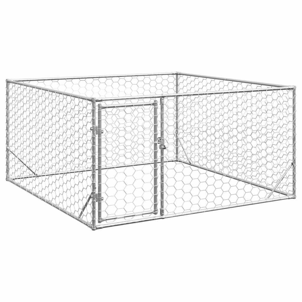 Outdoor-Hundezwinger mit Tür 2x2x1 m Verzinkter Stahl