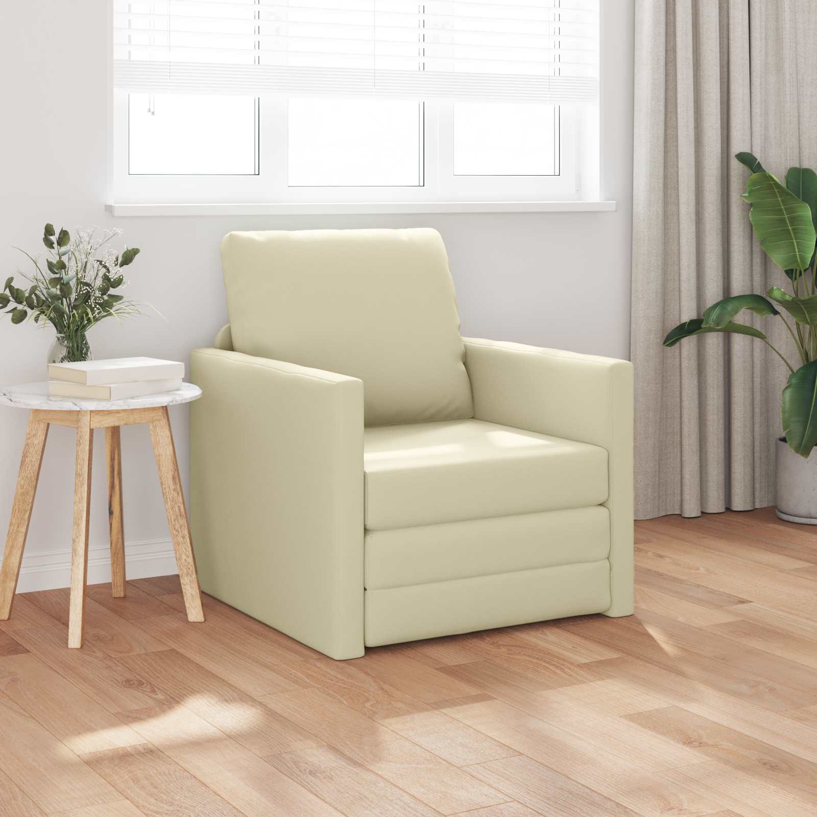 Schlafsofa Creme 74 x 77 x 81 cm Kunstleder