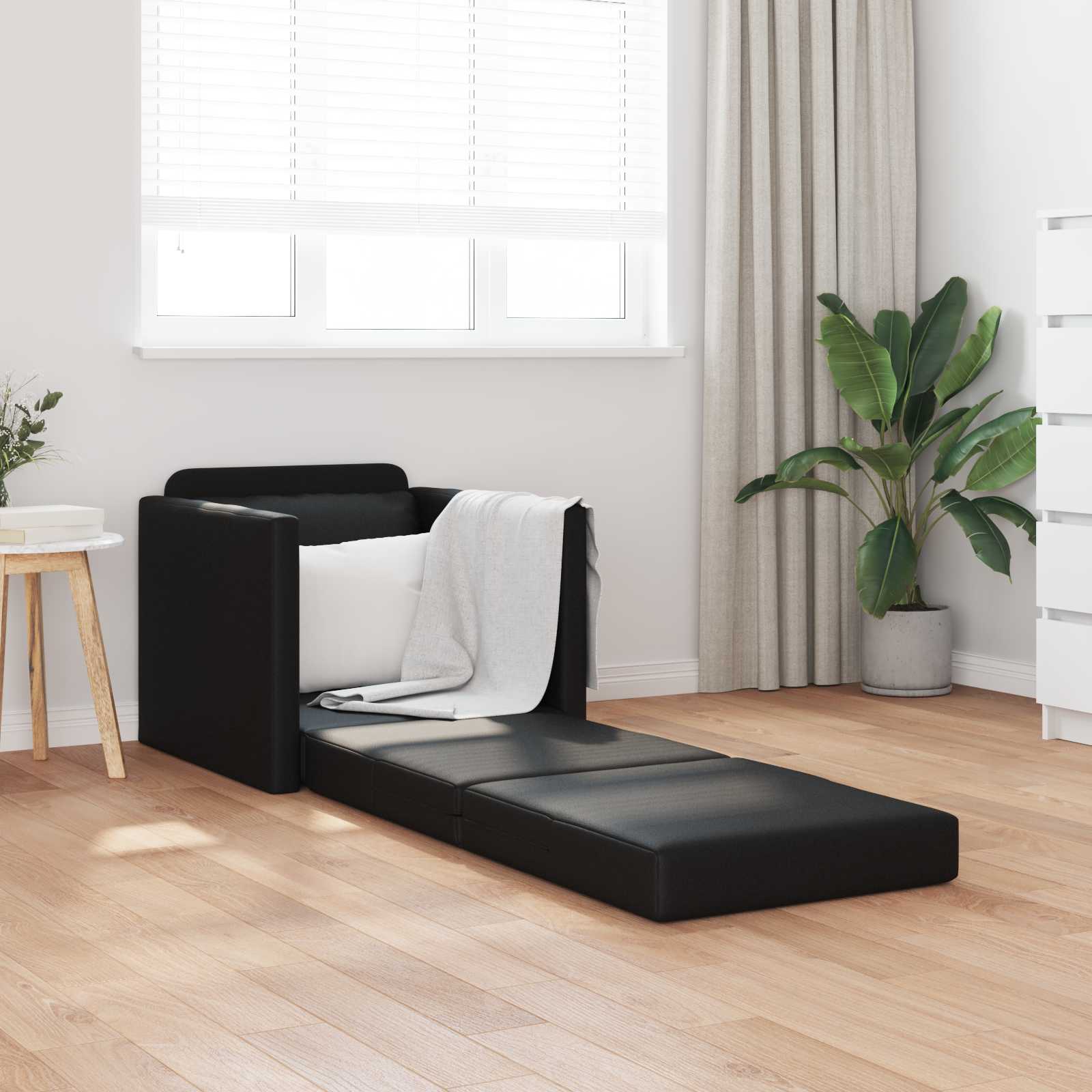 Schlafsofa Schwarz 74 x 77 x 81 cm Kunstleder