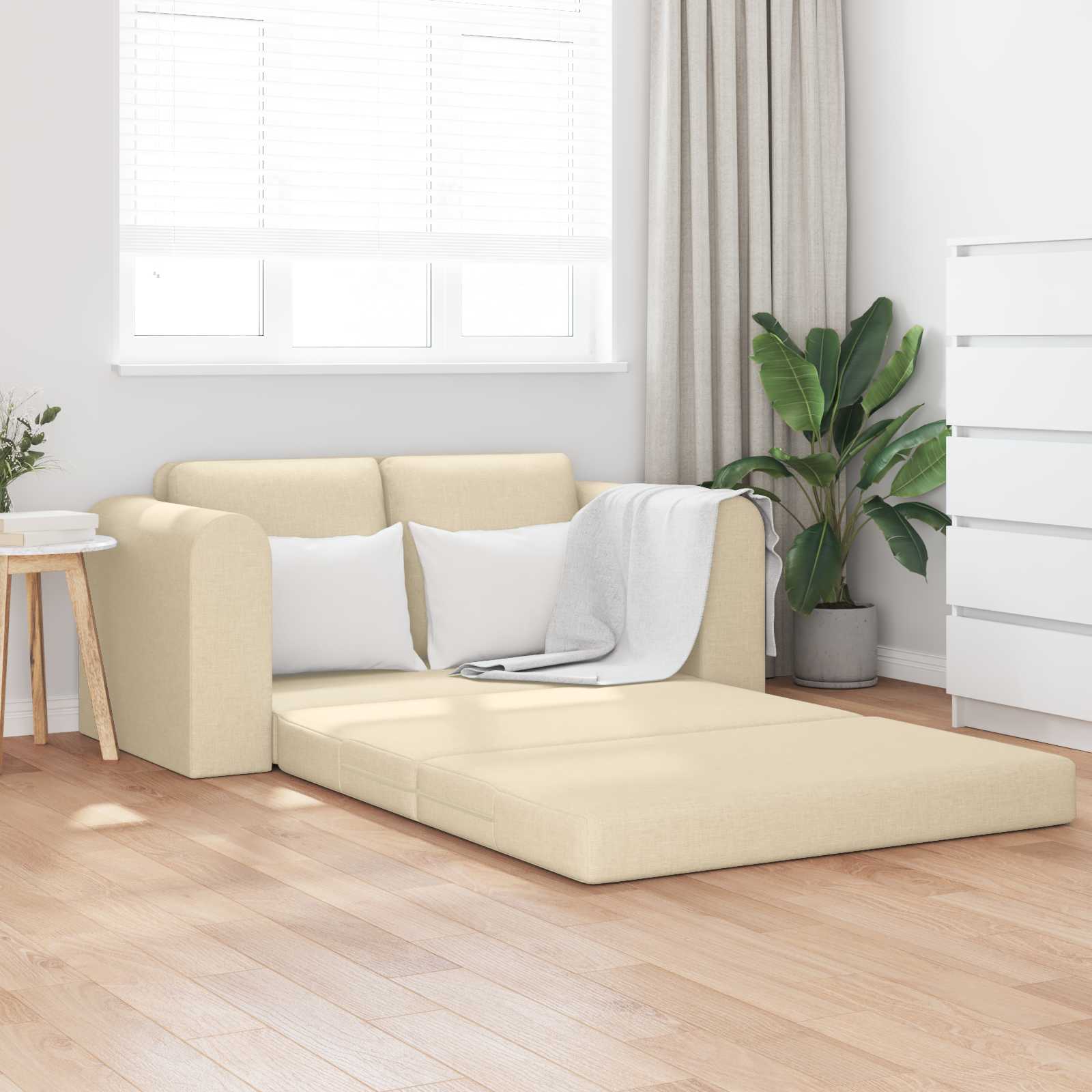 Schlafsofa Creme 148 x 71 x 83 cm Stoff