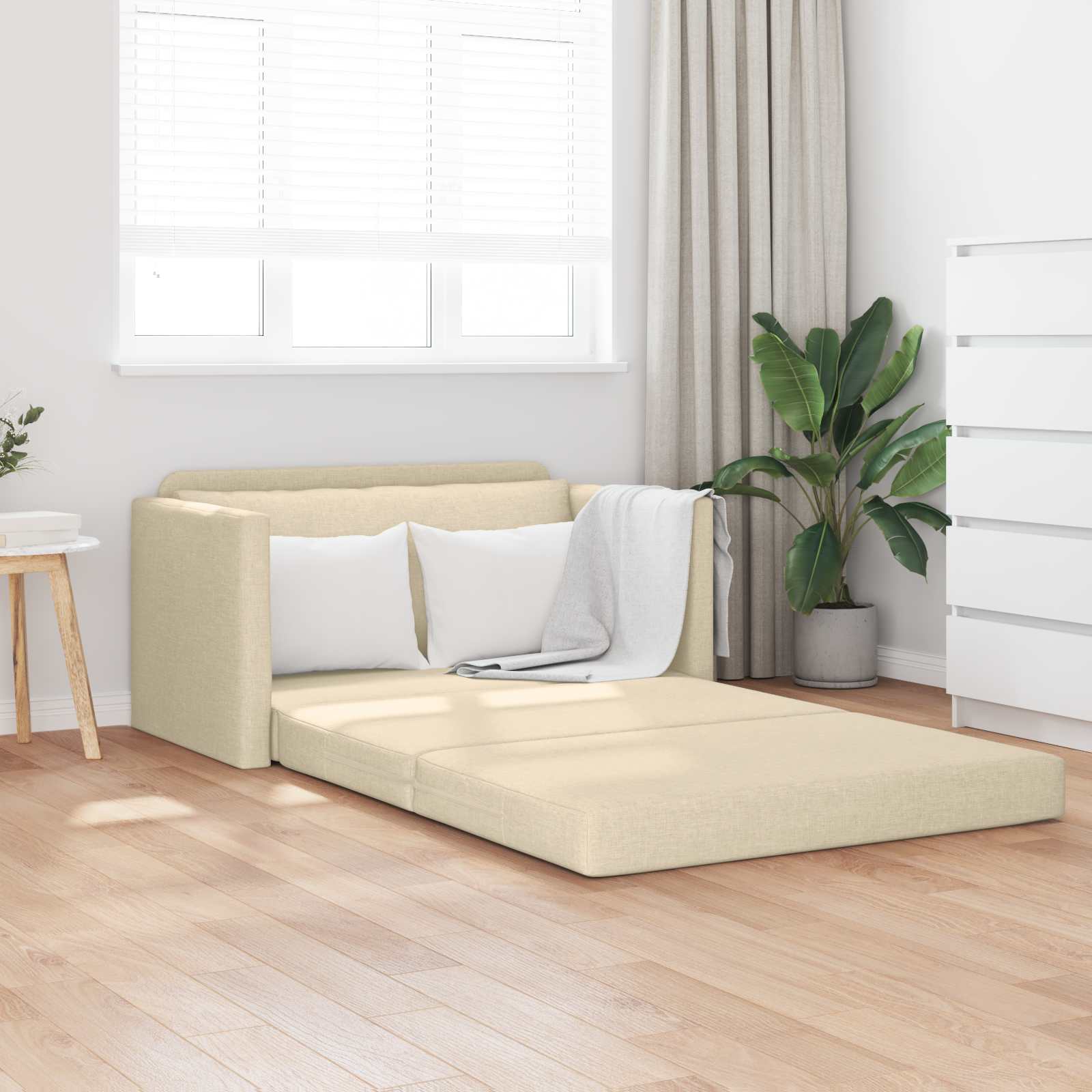 Schlafsofa Creme 124 x 71 x 78 cm Stoff