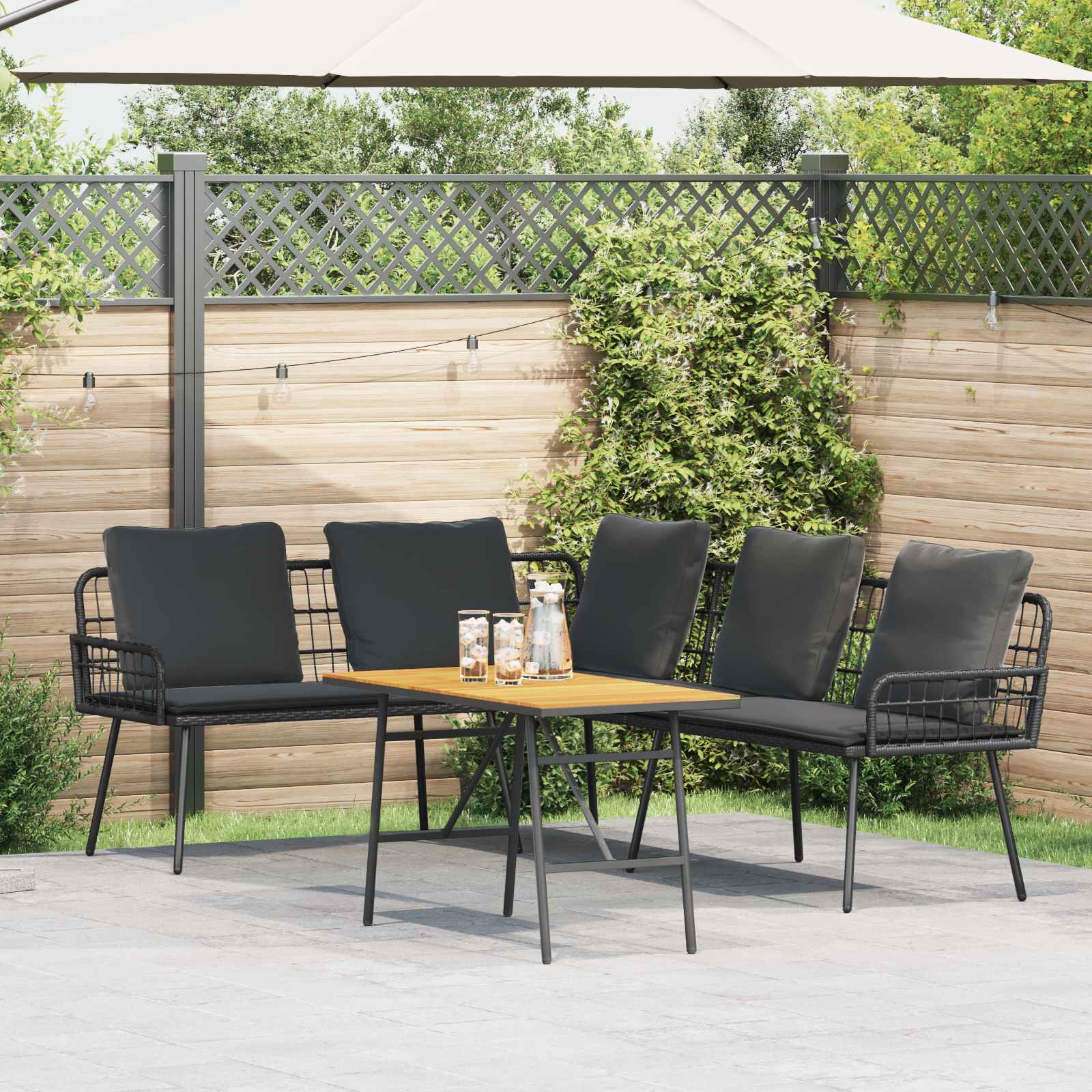 Gartensofa-set 2 stk. Schwarz Poly-Rattan