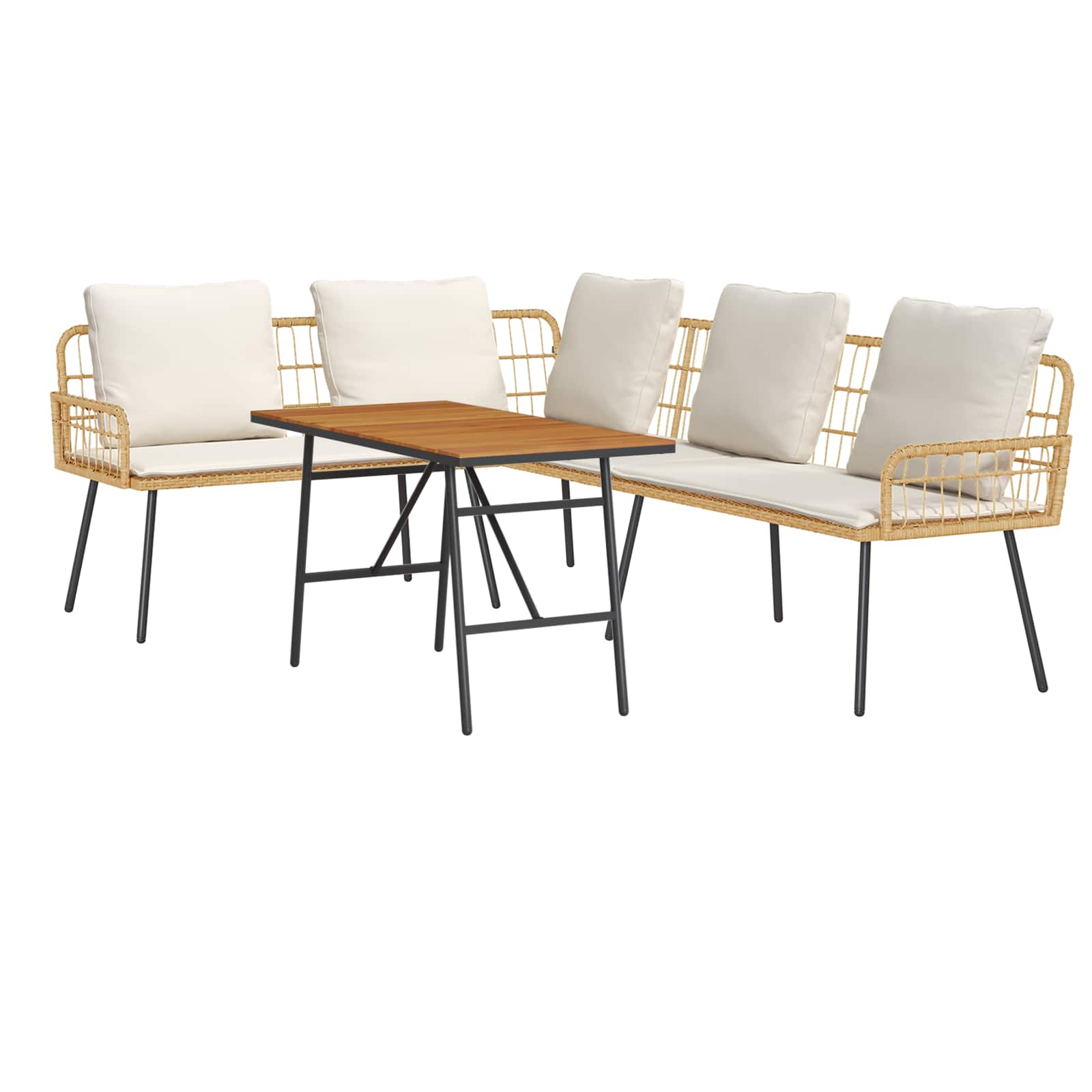 Gartensofa-set 2 stk. Beige Poly-Rattan