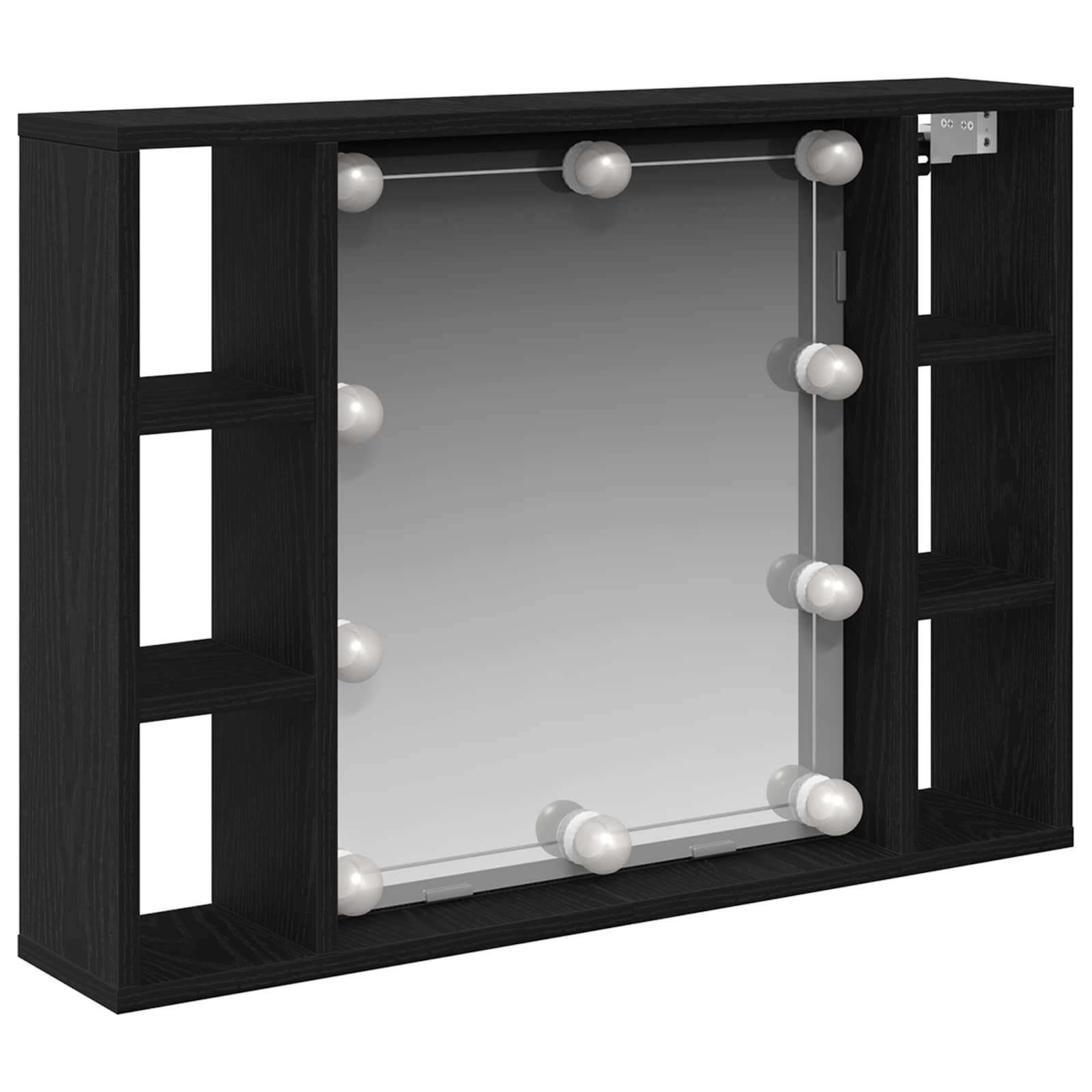Spiegelschrank mit Regal Schwarz Eichen-Optik 76 x 15 x 55 cm