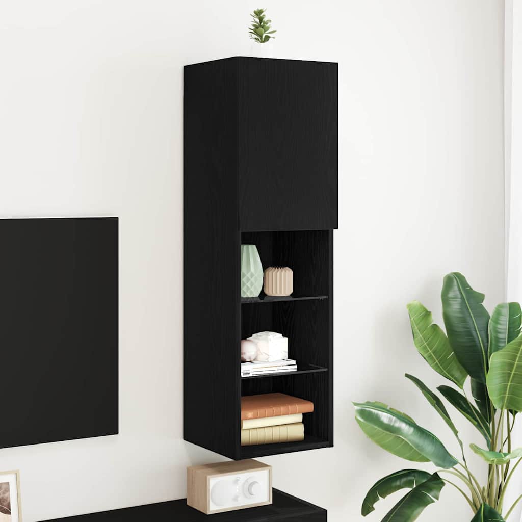 TV-Schrankset 30,5 x 30 x 102 cm Schwarz Eichen-Optik