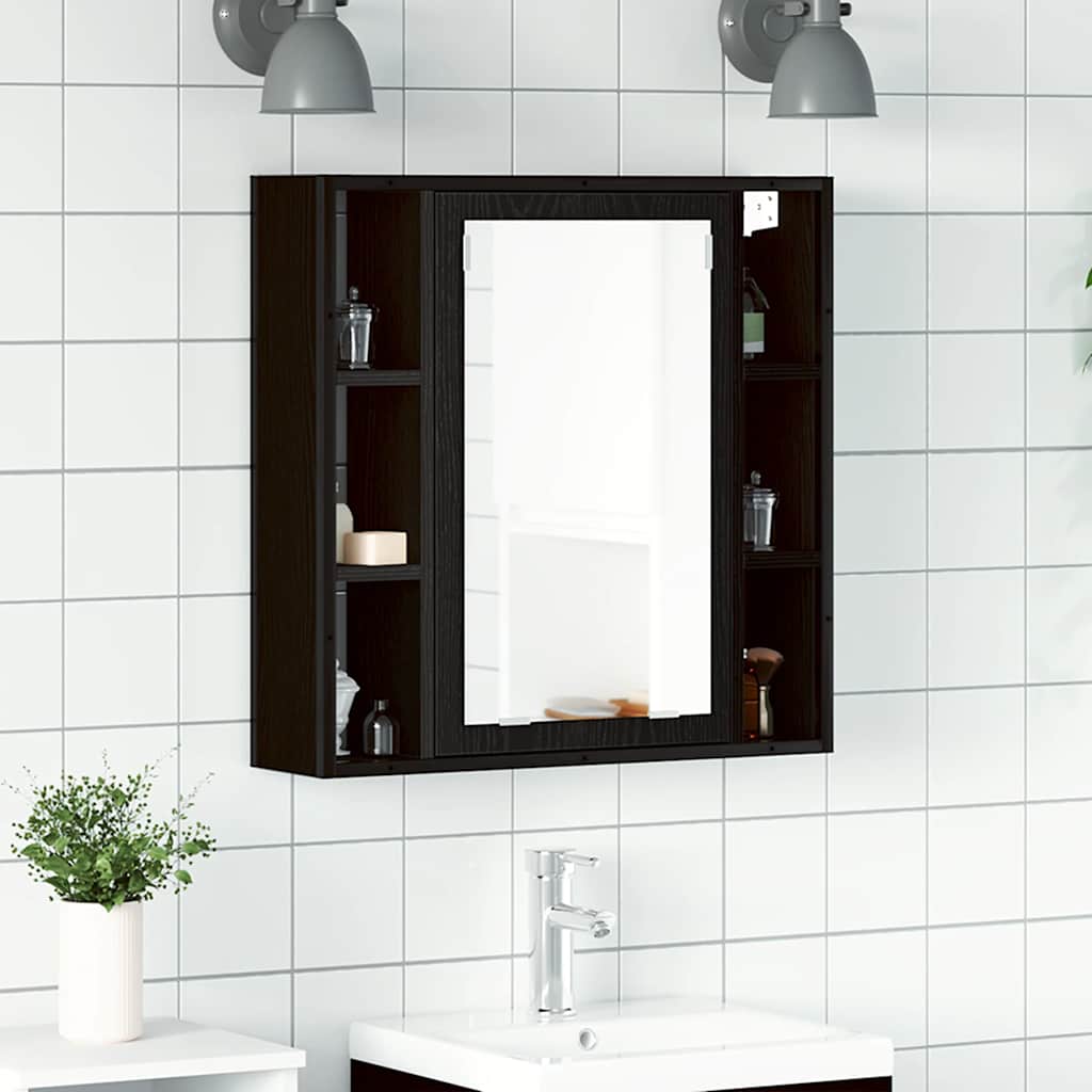Badezimmer-Spiegelschrank Schwarze Eiche 60 x 16 x 60 cm Holzwerkstoff