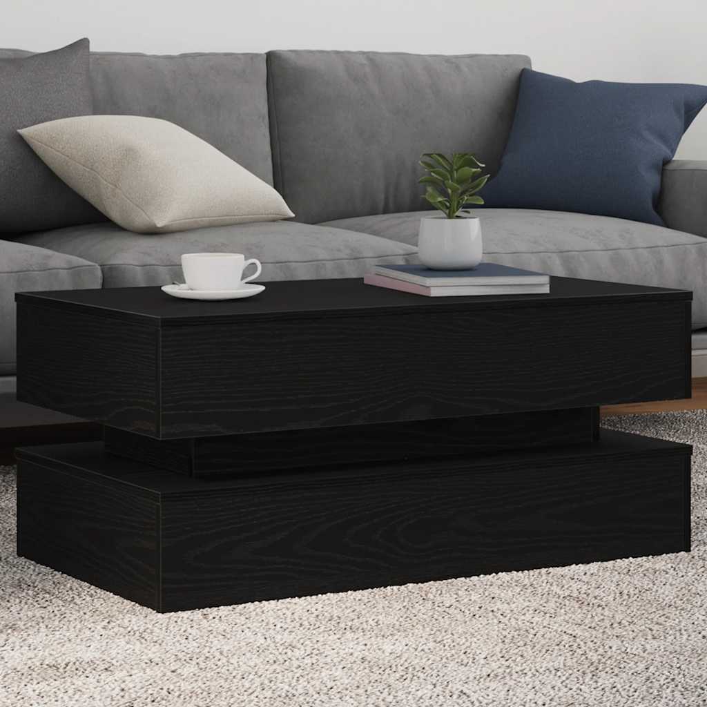 Couchtisch mit LED-Leuchten Schwarz Eichen-Optik 90x50x40 cm