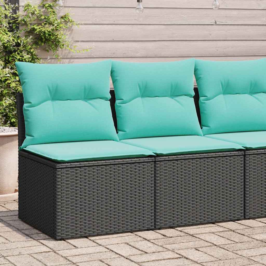 2-tlg. Garten-Sofagarnitur mit Kissen Schwarz Poly Rattan