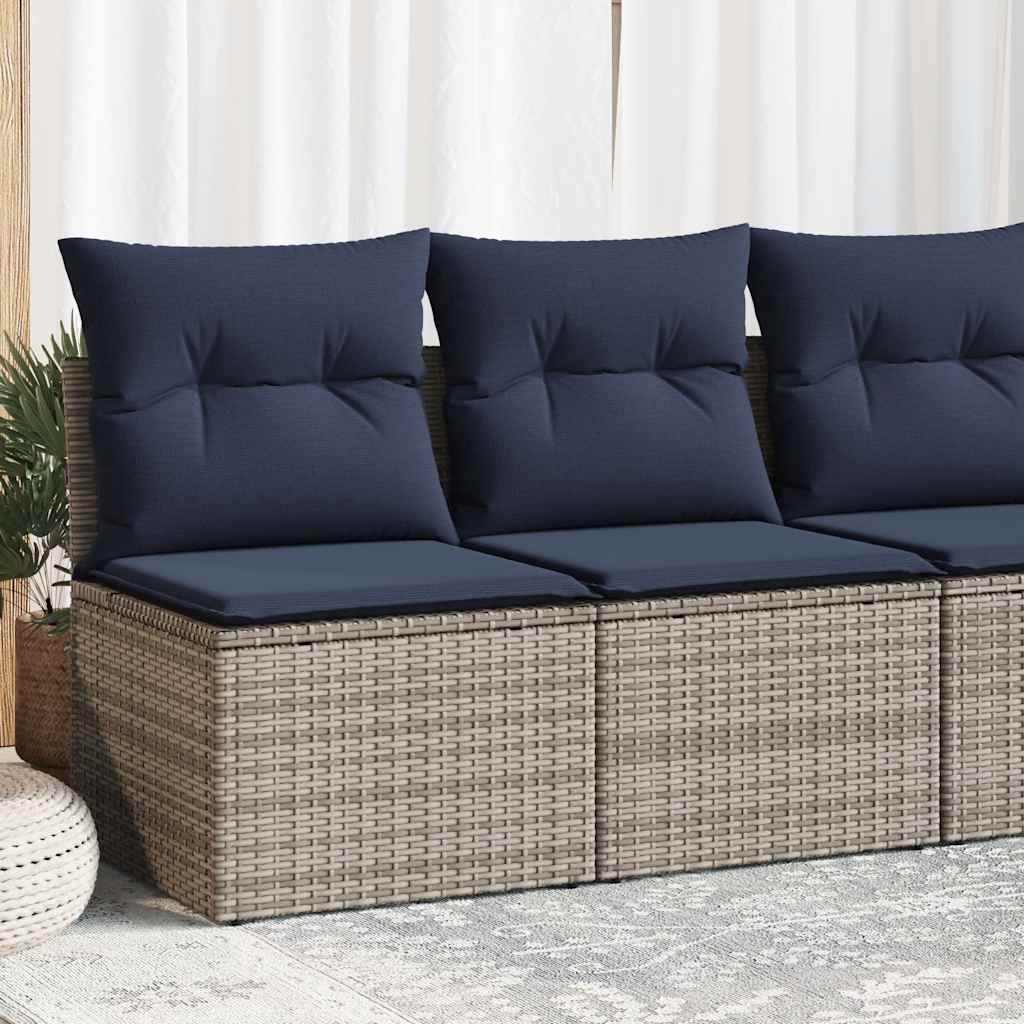 2-tlg. Garten-Sofagarnitur mit Kissen Grau Poly Rattan Akazie