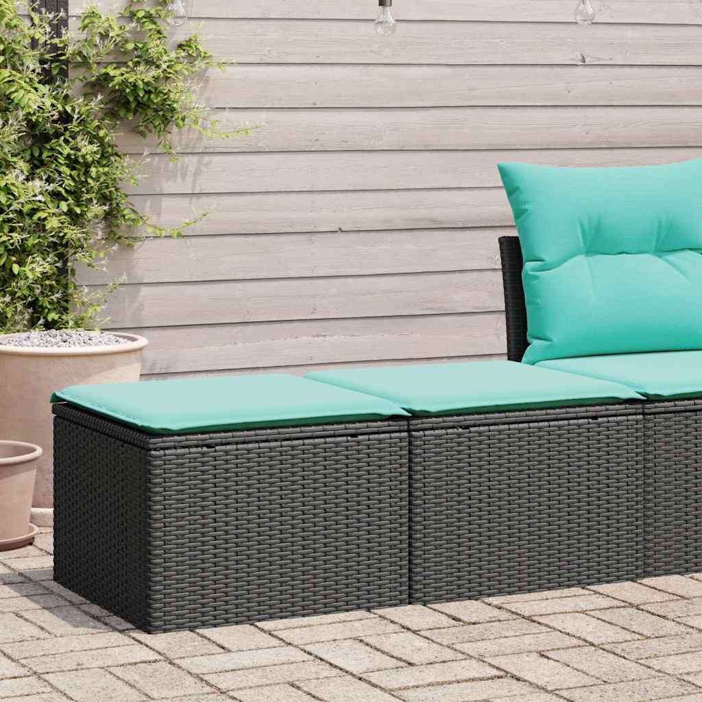 2-tlg. Garten-Sofagarnitur mit Kissen Schwarz Poly Rattan